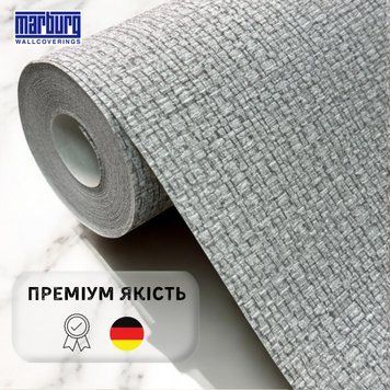 Метровые серые однотонные обои виниловые рогожка на флизелине немецкие Marburg для спальни, зала, кухни 10м 1032856 фото