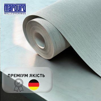 Флізелінові однотонні шпалери Marburg вінілові сіро-блакитні ширина 1.06 для спальні, коридору, кухні, вітальні 1032906 фото