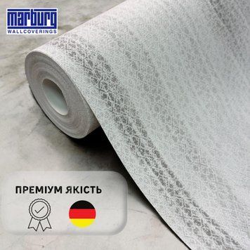 Шпалери Marburg вінілові флізелінові ширина 1.06 сірі в смужку для спальні, коридору, кухні, дитячої 1032362 фото
