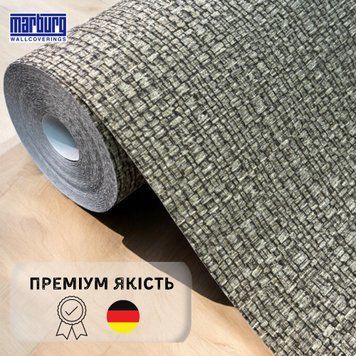 Метрові однотонні шпалери рогожка коричневі вінілові на флізеліні німецькі Marburg для спальні, залу, кухні рулон 10 м 1032859 фото